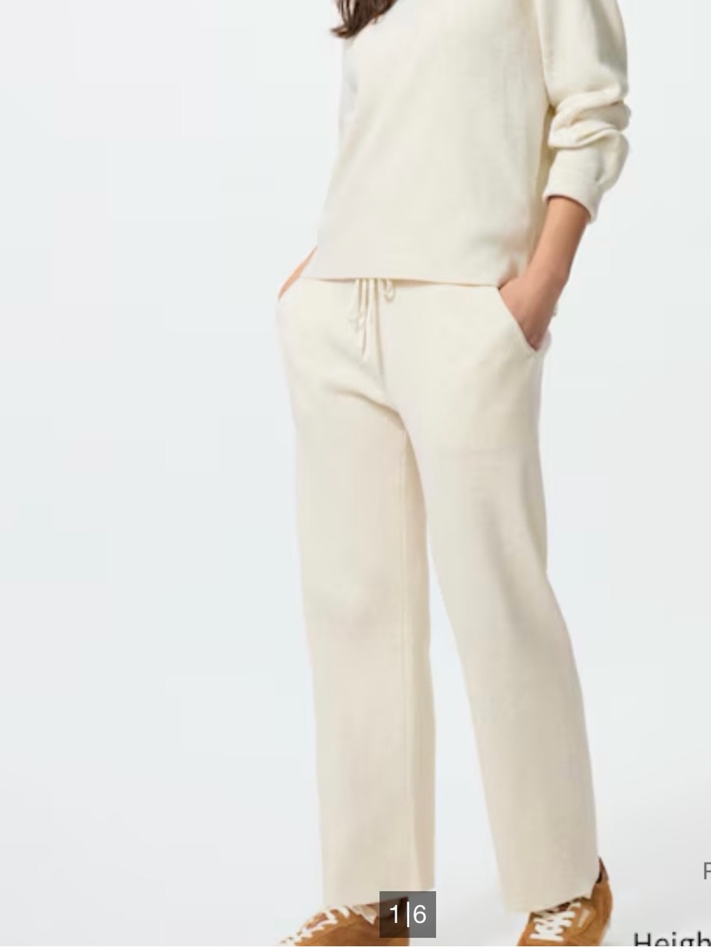 Uniqlo Women’s Washable Cream Knit Ribbed Pants